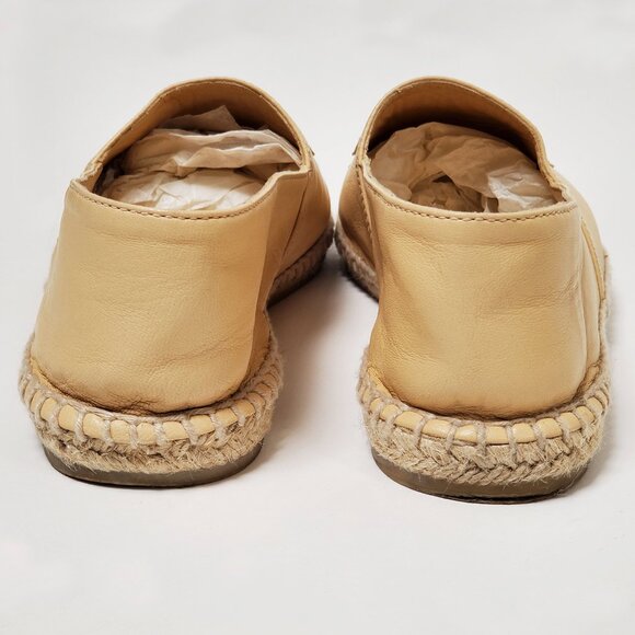 CHANEL SHOES CC LOGO BEIGE LAMBSKIN LEATHER FLATS ESPADRILLE sz 39 US 7.5 - Picture 9 of 16